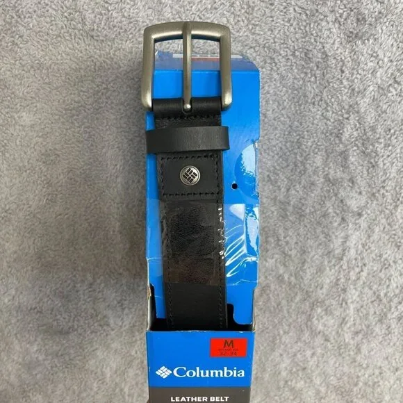 NEW Columbia Men's 32-34 Black Leather Belt M  Durable Classic Style - Picture 2 of 6